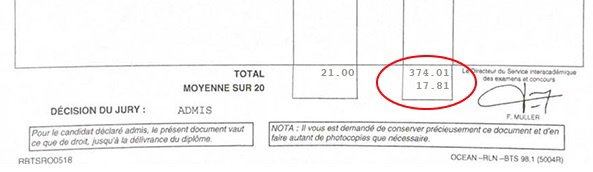 Bulletin relevé de notes de Ethan Dubois pour son BTS Photo Bulletin relevé de notes de Ethan Dubois pour son BTS Photo